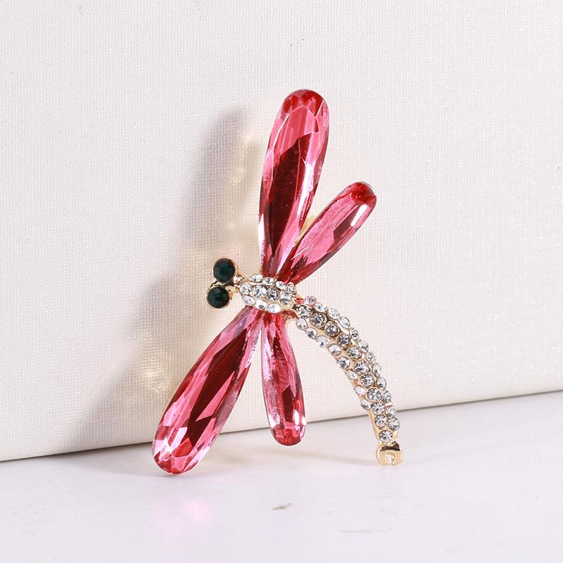 Pink wing dragonfly brooch