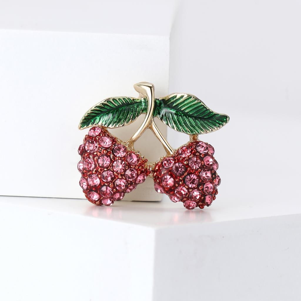 Crystal raspberry brooch