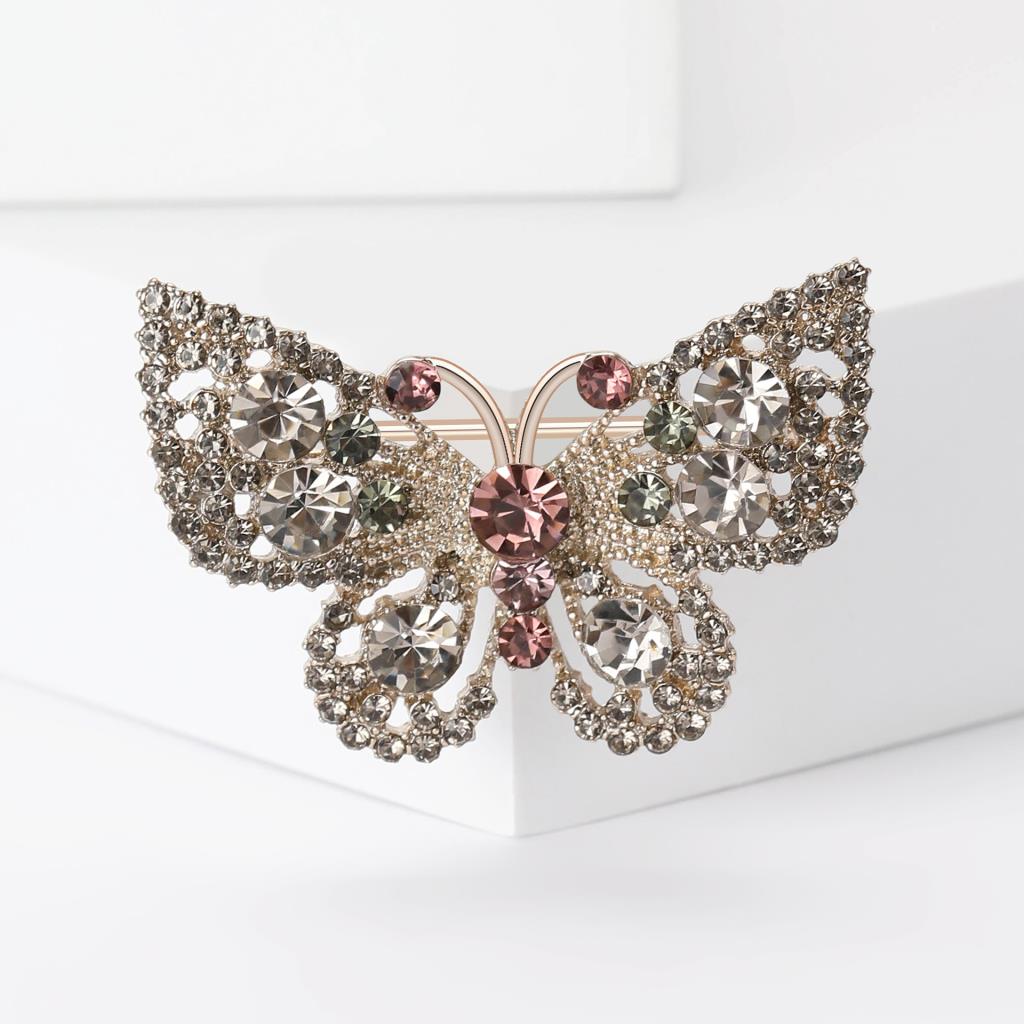 Crystal butterfly brooch