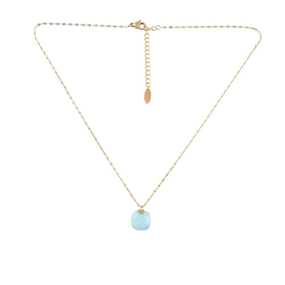 Natural stone pendant necklace in aqua