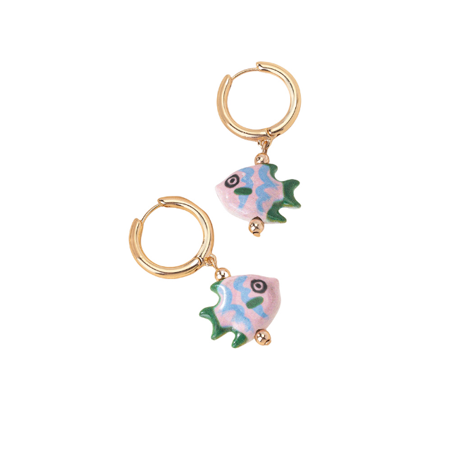 Ceramic Angelfish Pendant Earrings