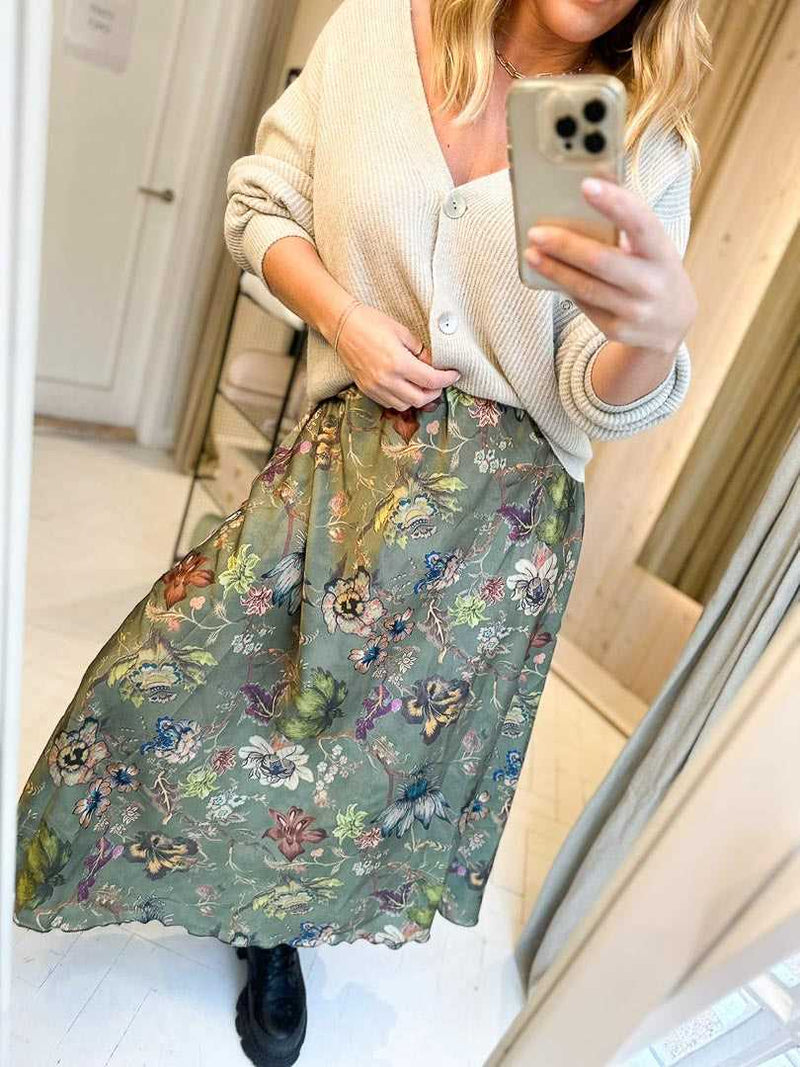 Satin Floral Skirt